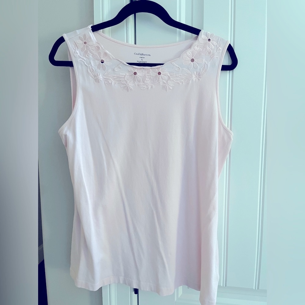 🌸🌸🌸Croft & Barrow Women's Light Pink Floral Tank Top